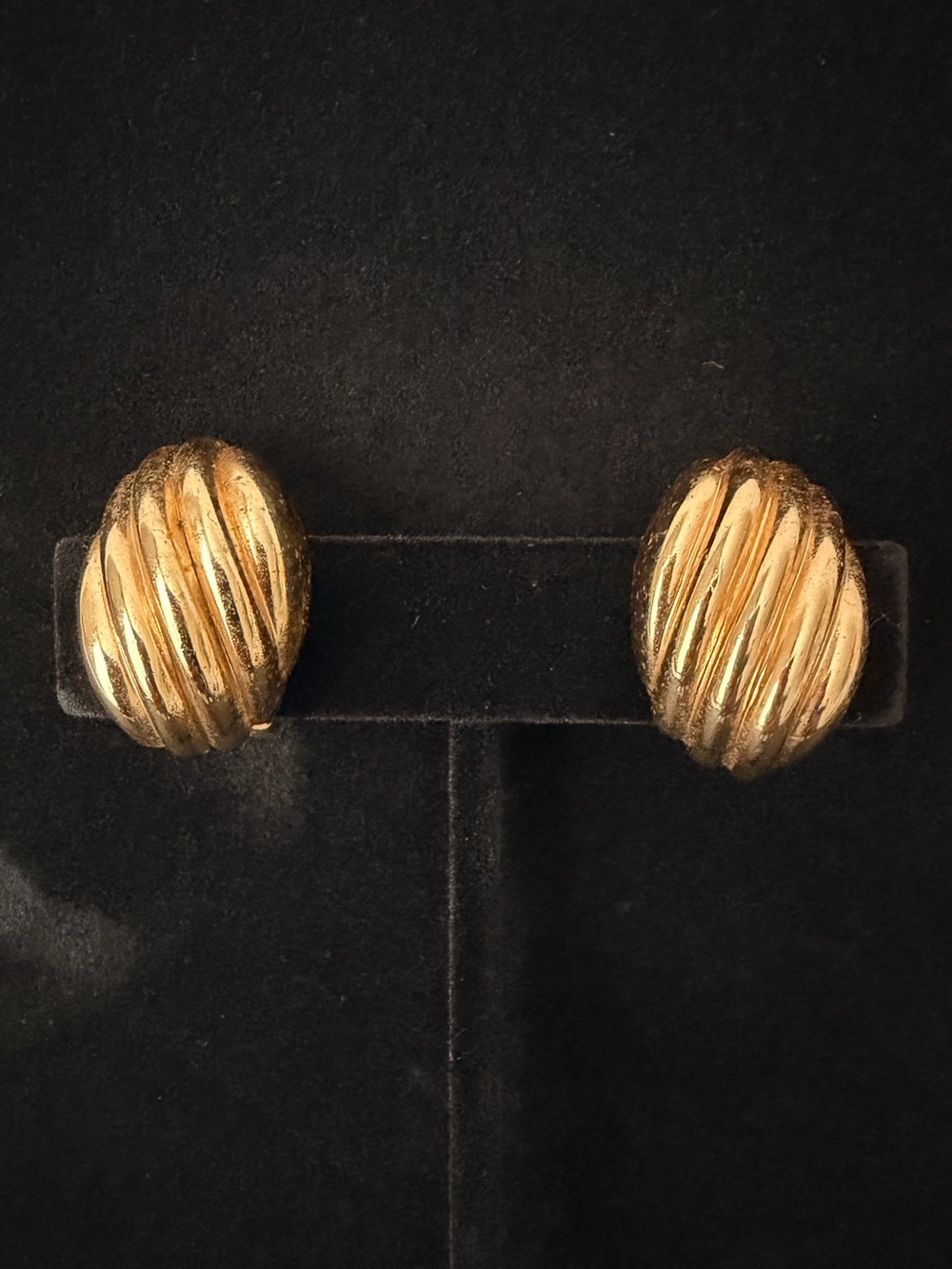 Auth Christian Dior 1980s Ribbed Dome Clip-On Earrings